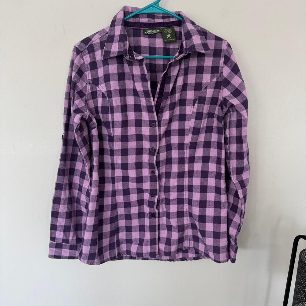 Stillwater Supply Purple Plaid Long Sleeve Button Down Top Women's Size Medium